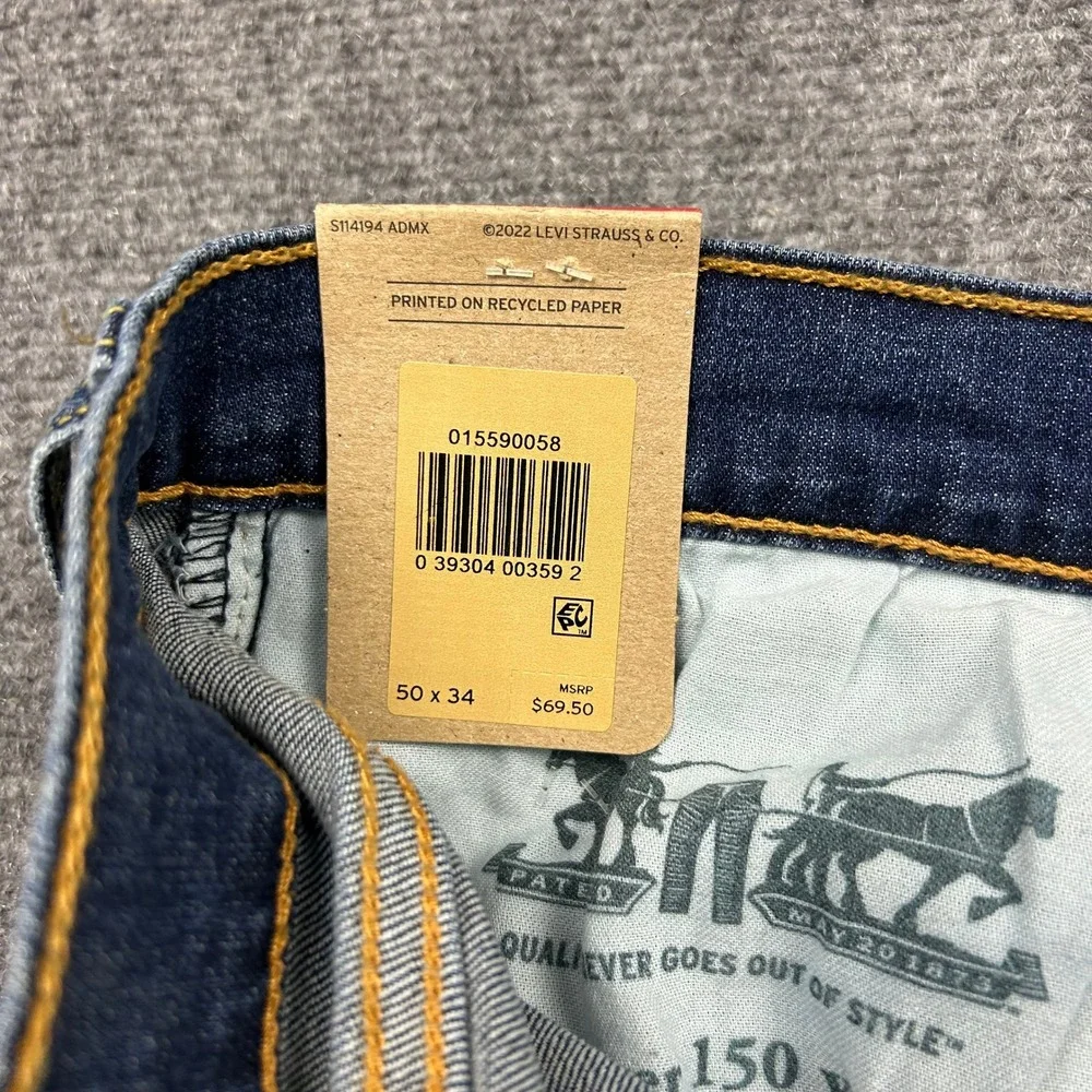 Levi's 559 Relaxed Straight Jeans Men 50x34 Dark Wash Stretch Blue Denim Pants